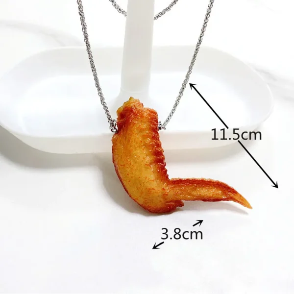Creative Realistic Fried Chicken Wing Model Keychain Necklace