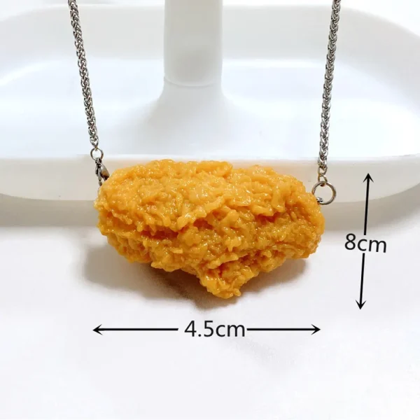 Creative Realistic Fried Chicken Wing Model Keychain Necklace