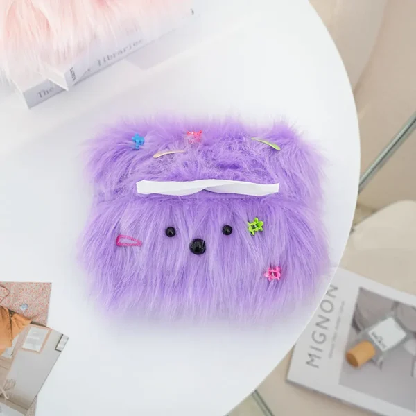 FLCHTB000010 Creative Colorful Fluffy Dog Tissue Box Cute Home Decor Purple