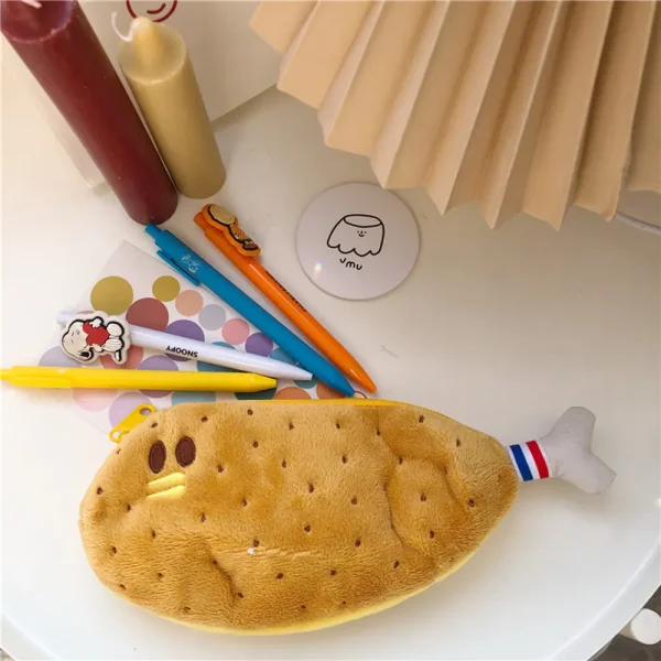 FLCBCLST0041 Cute Creative Drumstic Plush Storage Pouch Pen Case Lipstick Bag