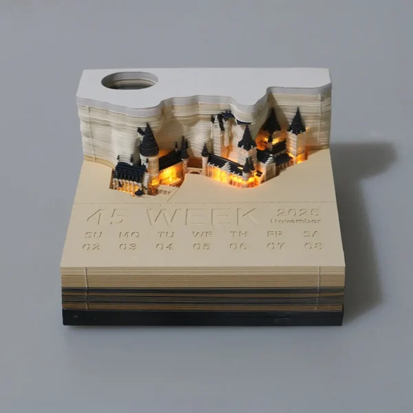 FLCDOM000038-0039-03 Creative 3D 2025 Desk Calendar Harry Potter Castle Sculpture Gift