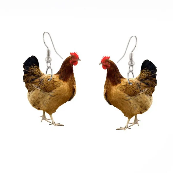 FLCARE000042 Exaggerated Funny Hen Shaped Earrings